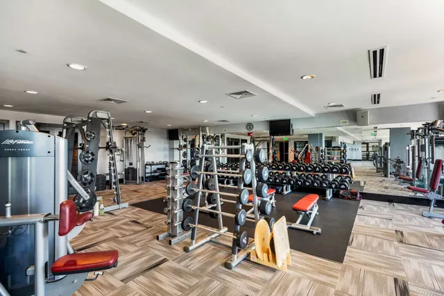 a room with gym equipment