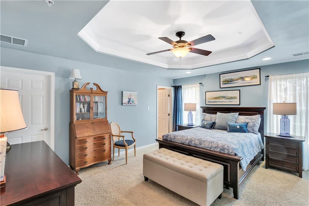 284 Maple Ridge Drive Canonsburg, PA 15317 - Photo 16 of 25 Large owner en suite with tray ceiling, accent & recessed lighting, paddle fan & two walk-in closets...your personal get-a-way for relaxation!