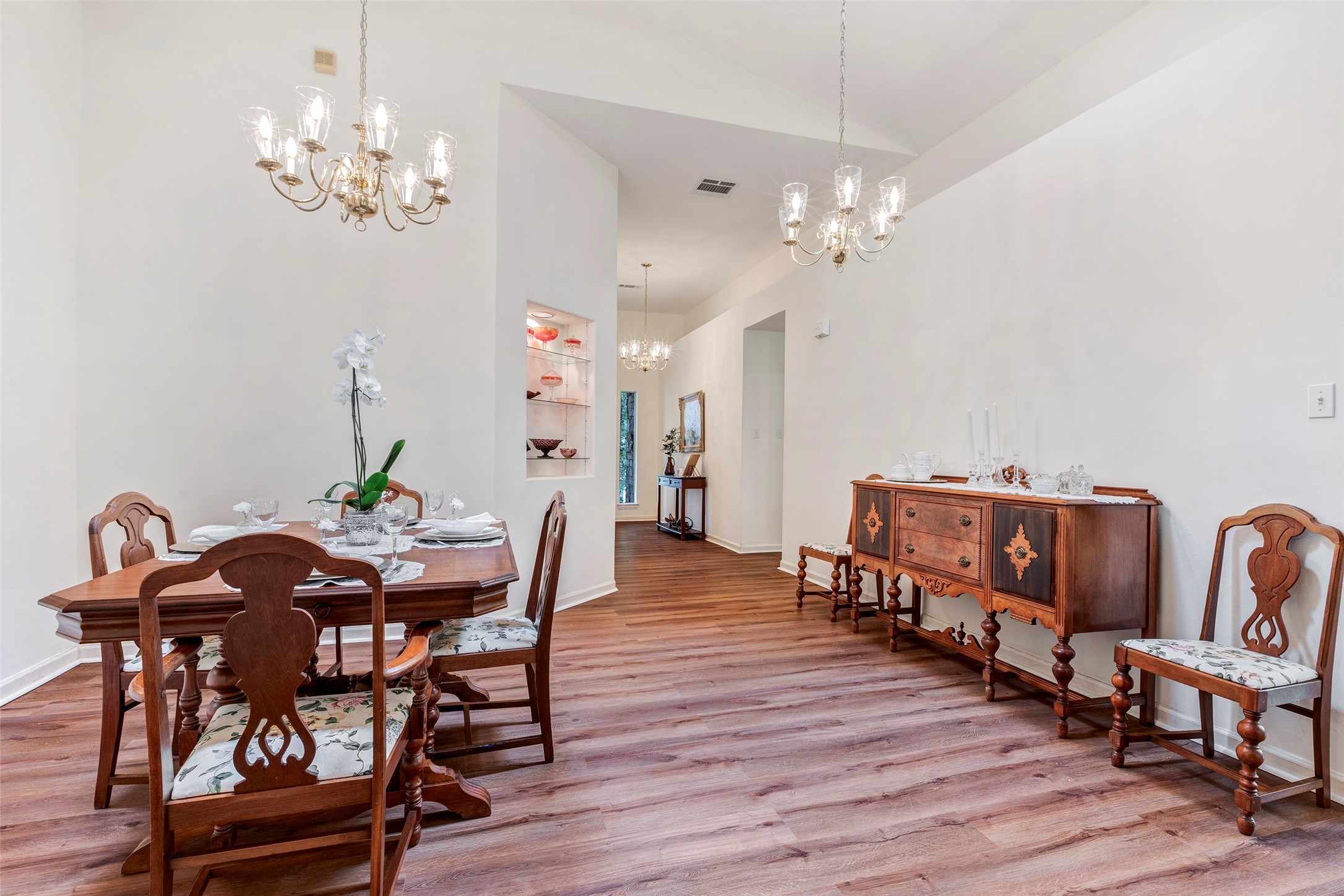 281 Harbor Run Drive Coldspring, TX 77331 - Photo 3 of 31 a view of a dining room with furniture and wooden floor