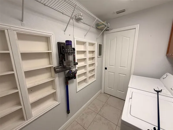a view of walk in closet with empty racks
