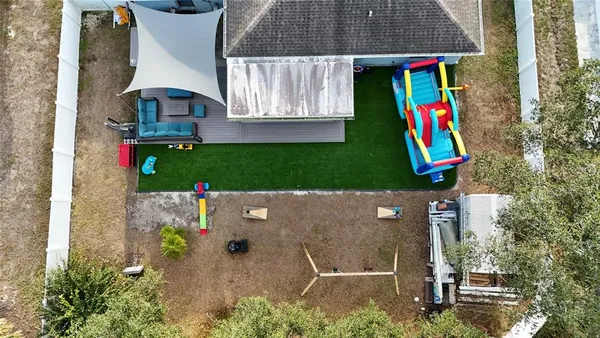 an aerial view of a house