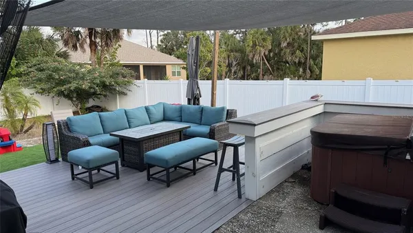 a outdoor living space with furniture