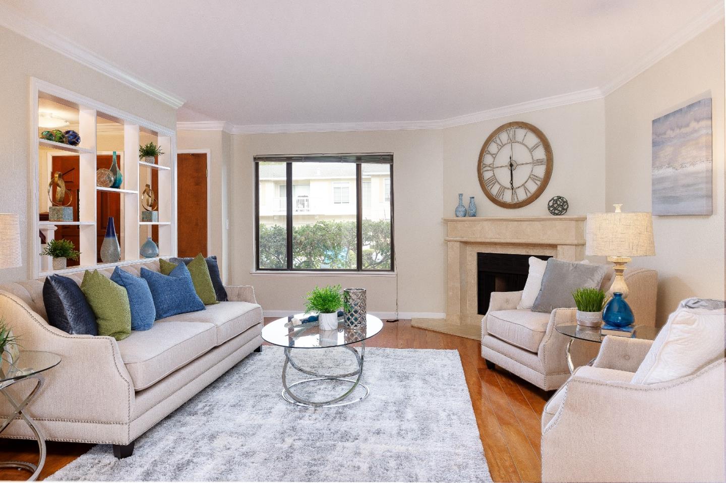 803 Curtis Street Menlo Park, CA 94025 - Photo 1 of 17 a living room with furniture a fireplace and a large window