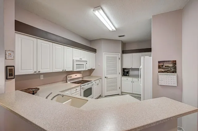 a kitchen with a sink a stove and a refrigerator