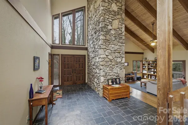 a room with furniture and a fireplace