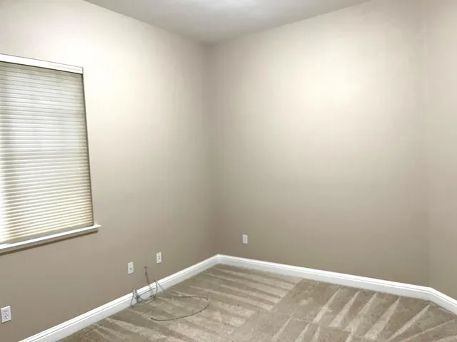 a view of a small space with a window