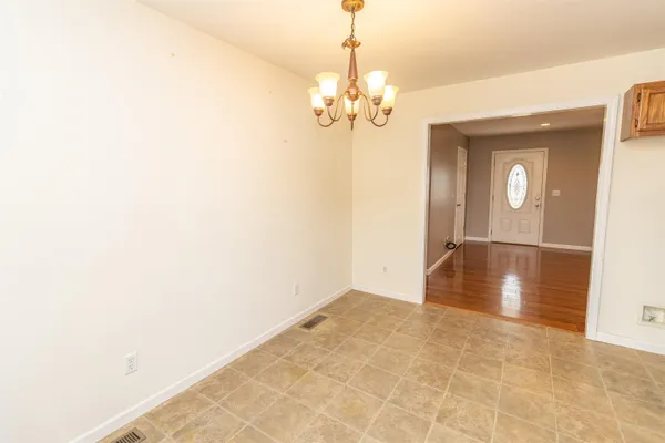 a view of a livingroom with a chandelier
