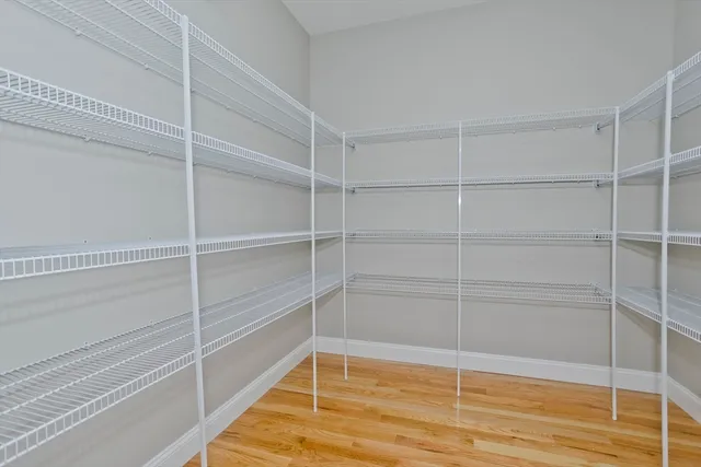 a view of an empty walk in closet