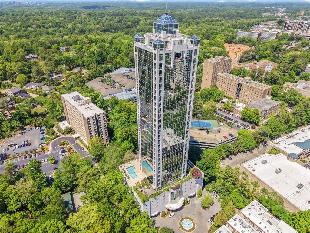 2828 Peachtree Road Northwest, Unit 1901 Atlanta, GA 30305 - Photo 2 of 35 an aerial view of a city with lots of residential buildings