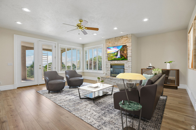 220 East Ridge Road Orem, UT 84057 - Photo 13 of 52 Wood-finish flooring, recessed lighting, and a ceiling fan