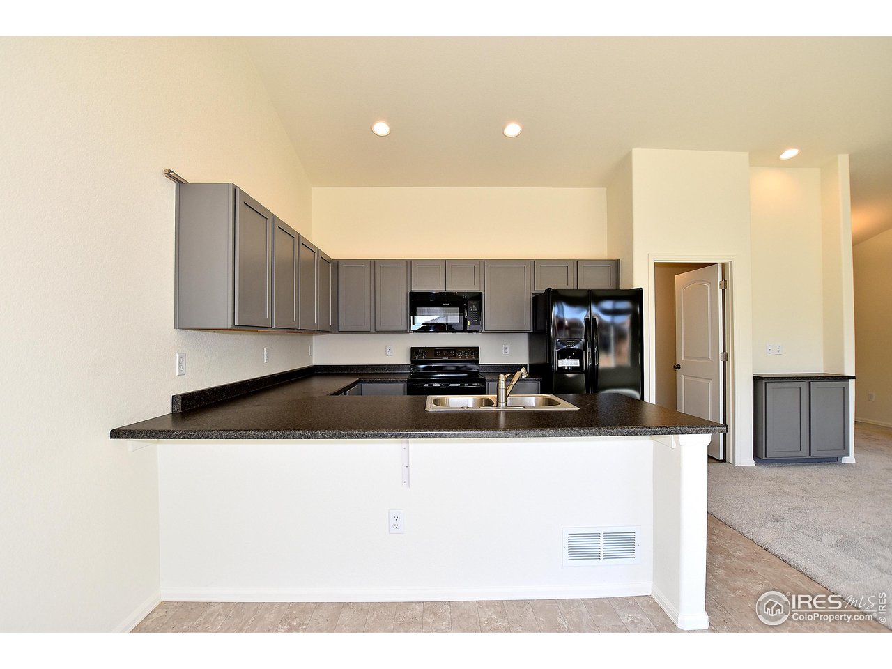 2335 Sublime Drive Windsor, CO 80550 - Photo 21 of 39 a kitchen with stainless steel appliances granite countertop a sink refrigerator and microwave
