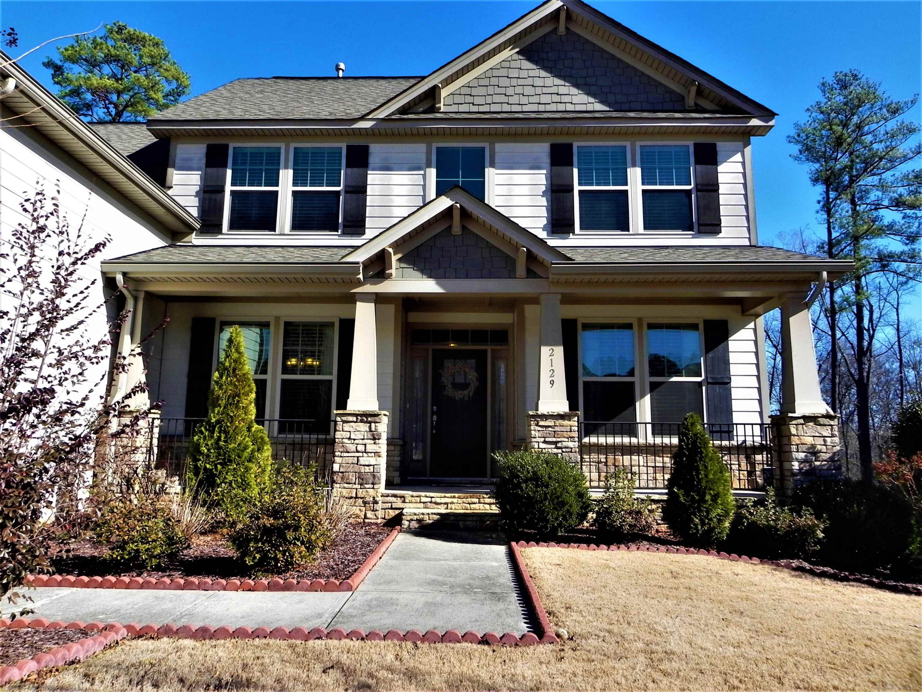 2129 Lower Lake Road Wake Forest, NC 27587 - Photo 2 of 41 Fiber Cement and Stone Exterior is Durable and Low Maintenance Front Exterior