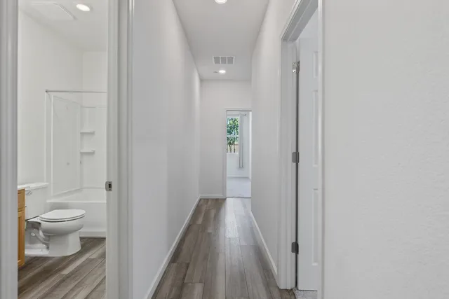 an empty room with windows