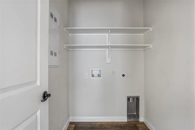 a view of small space with racks on the wall