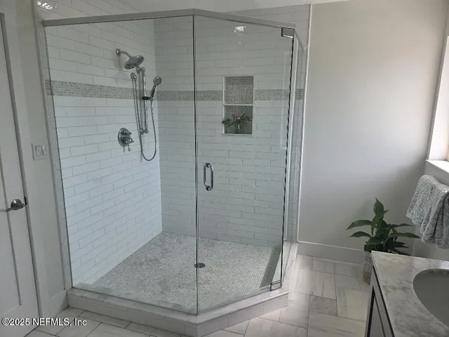 a bathroom with a shower