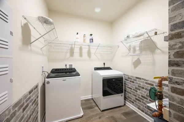 a view of small space with racks on the wall