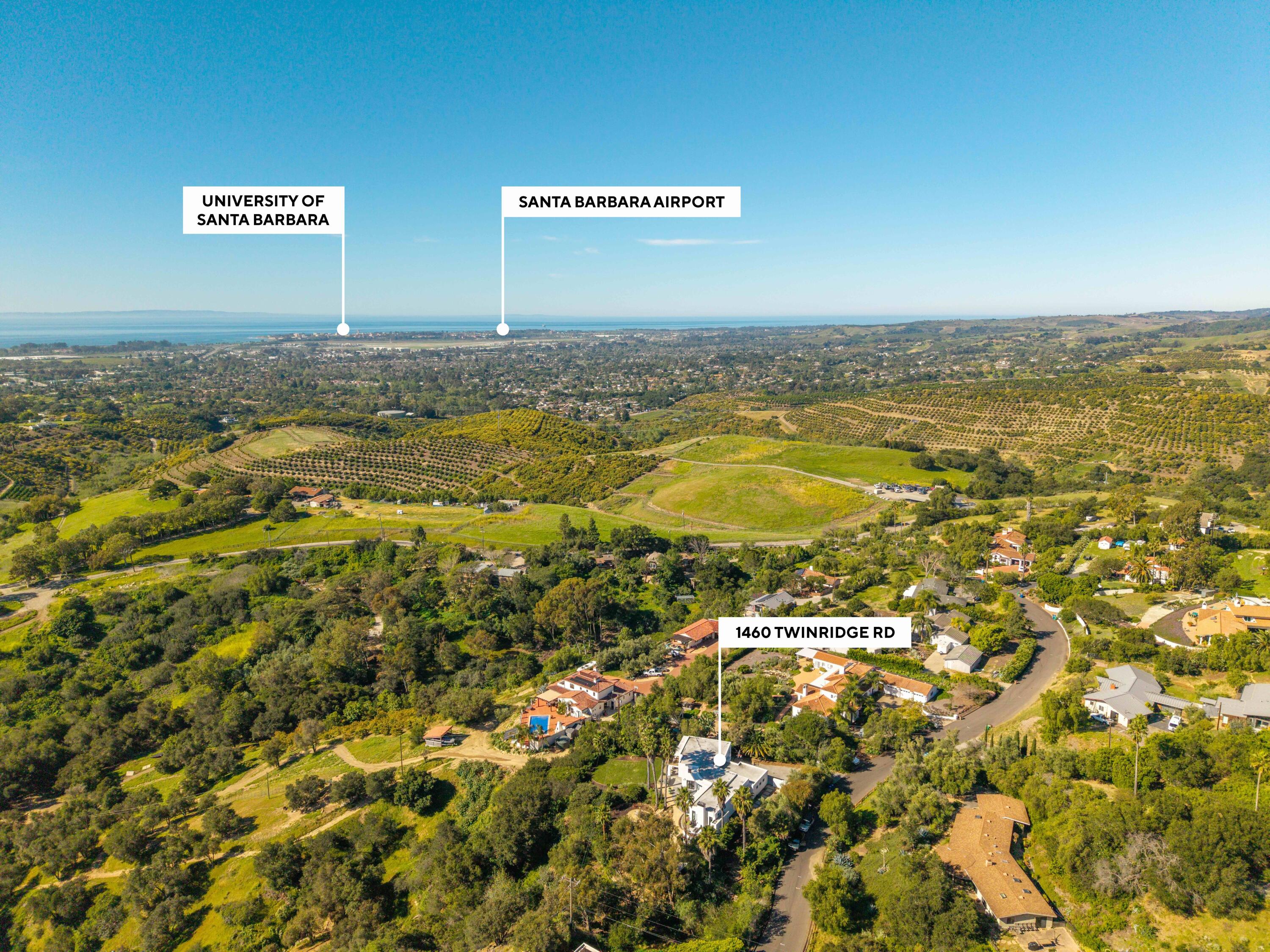 1460 Twinridge Road Santa Barbara, CA 93111 - Photo 13 of 80 Aerial south west marker-1460 Twinridge