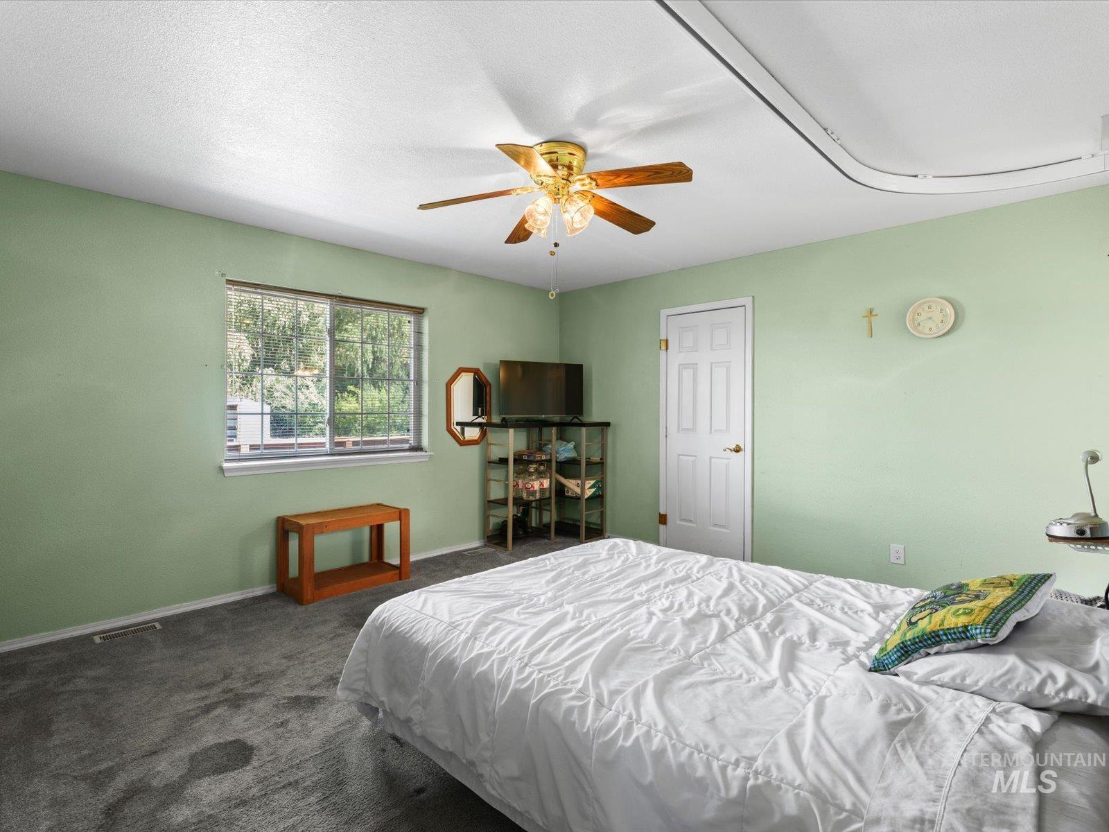 3540 Wills Road Emmett, ID 83617 - Photo 15 of 36 Bedroom with light green walls and gray carpet flooring