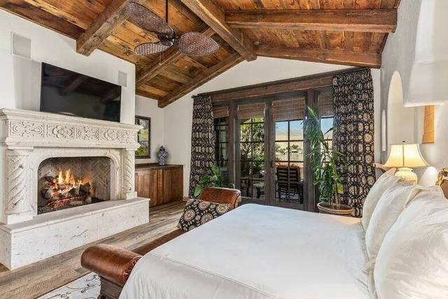 a view of a terrace with a garden