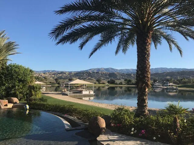 a view of a lake with houses