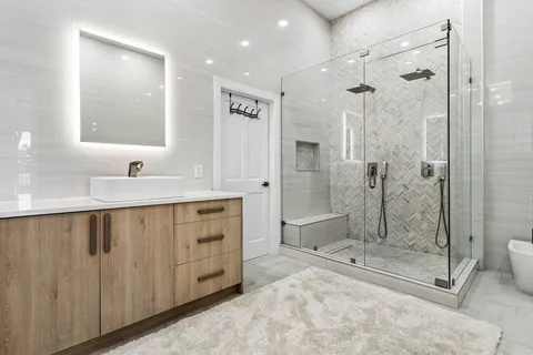 a view of a terrace with a bench