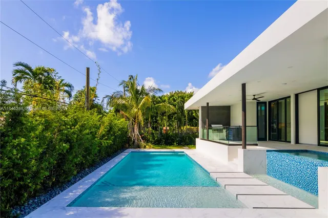 a view of swimming pool with a yard