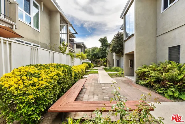 a view of a park with plants and trees