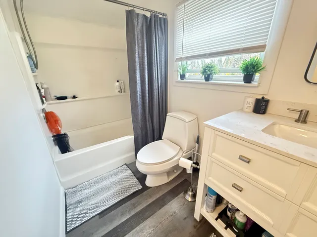 a bathroom with a sink a toilet and a bathtub
