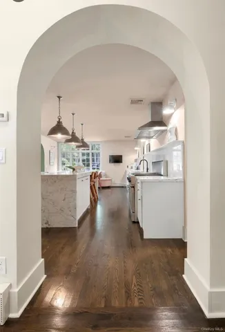 a view of kitchen and living room