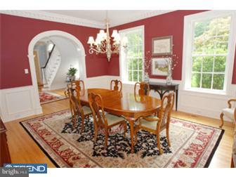401 Huston Road Radnor, PA 19087 - Photo 7 of 12 a view of a dining room with furniture a chandelier and wooden floor