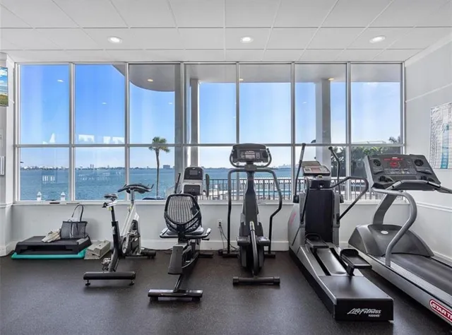 a view of a room with gym equipment