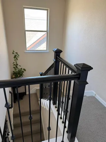 a living room with a rug