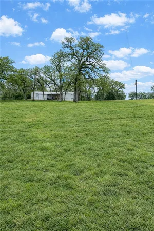 a view of a field with an trees