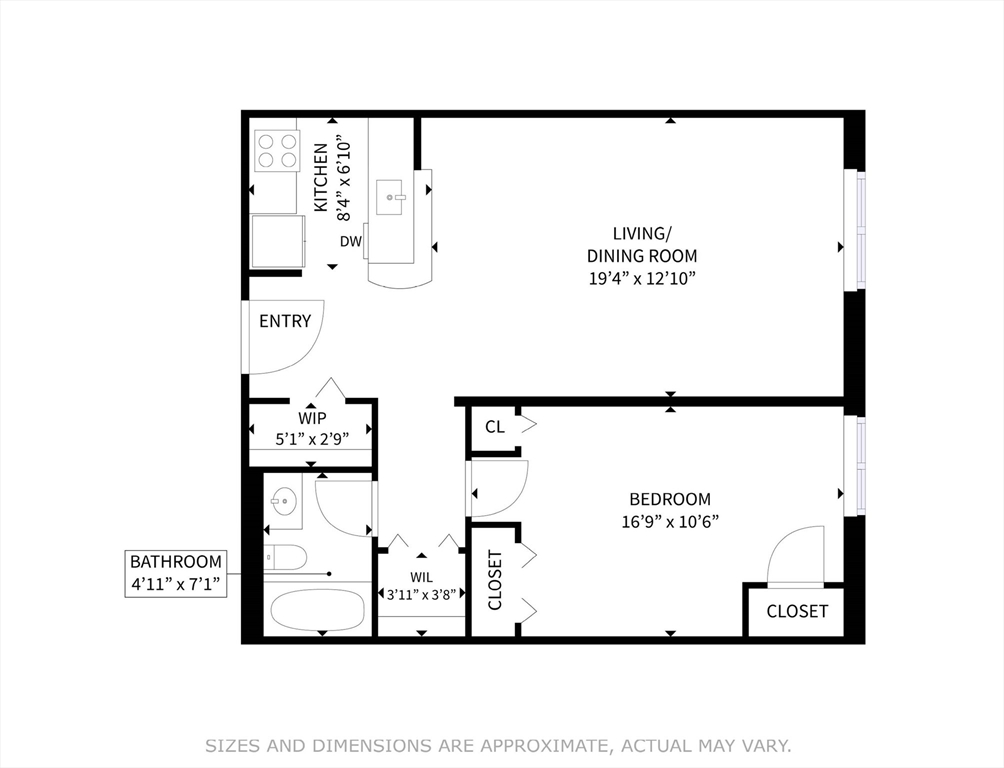 42 8th Street, Unit 2110 Boston, MA 02129 - Photo 10 of 10 a picture of a floor plan