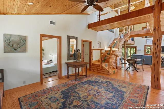 a view of a living room and dining room