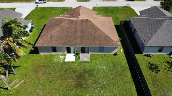 an aerial view of a house