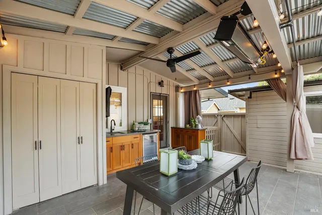 a dining room with furniture