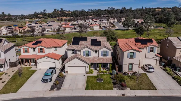 an aerial view of a house