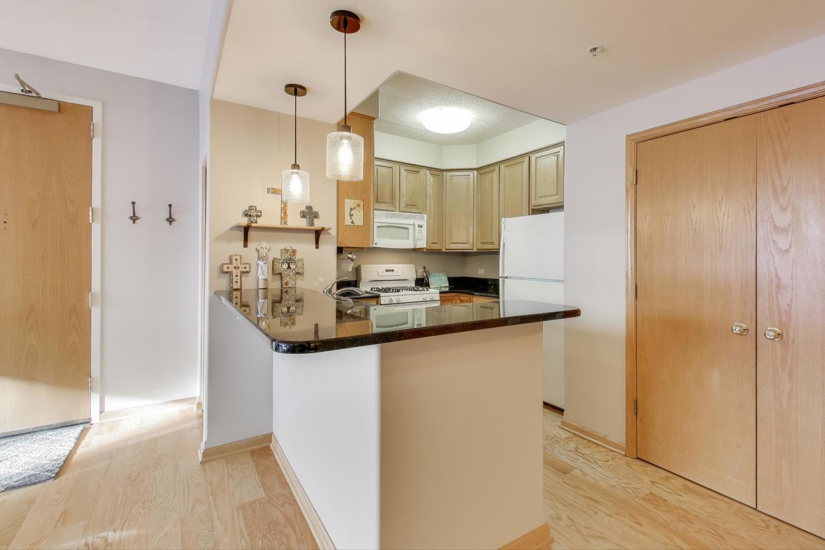 1715 Pavilion Way, Unit 206 Park Ridge, IL 60068 - Photo 7 of 19 a kitchen with stainless steel appliances granite countertop a refrigerator a sink and a stove