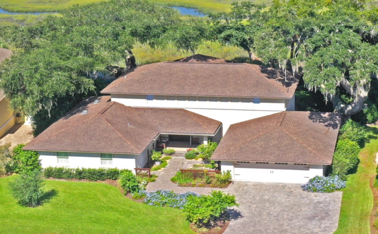 an aerial view of a house
