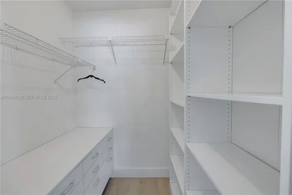 a view of a room with storage