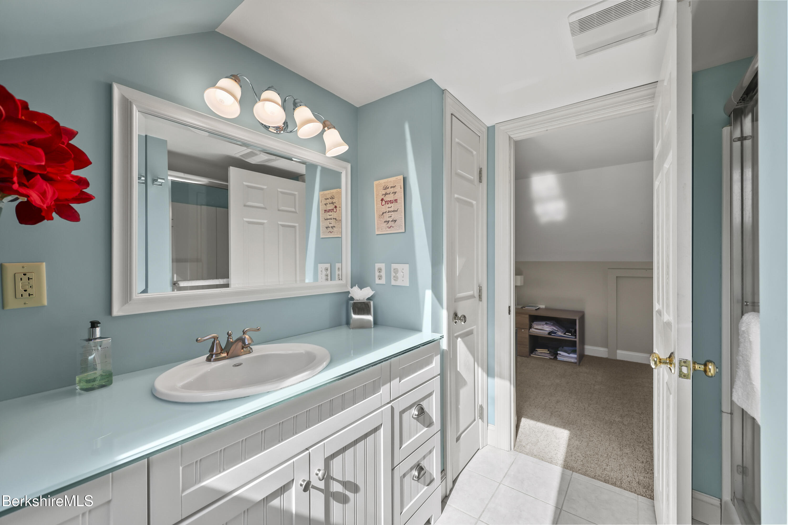 130 East Dugway Road Lenox, MA 01240 - Photo 55 of 89 a bathroom with a sink double vanity and a mirror