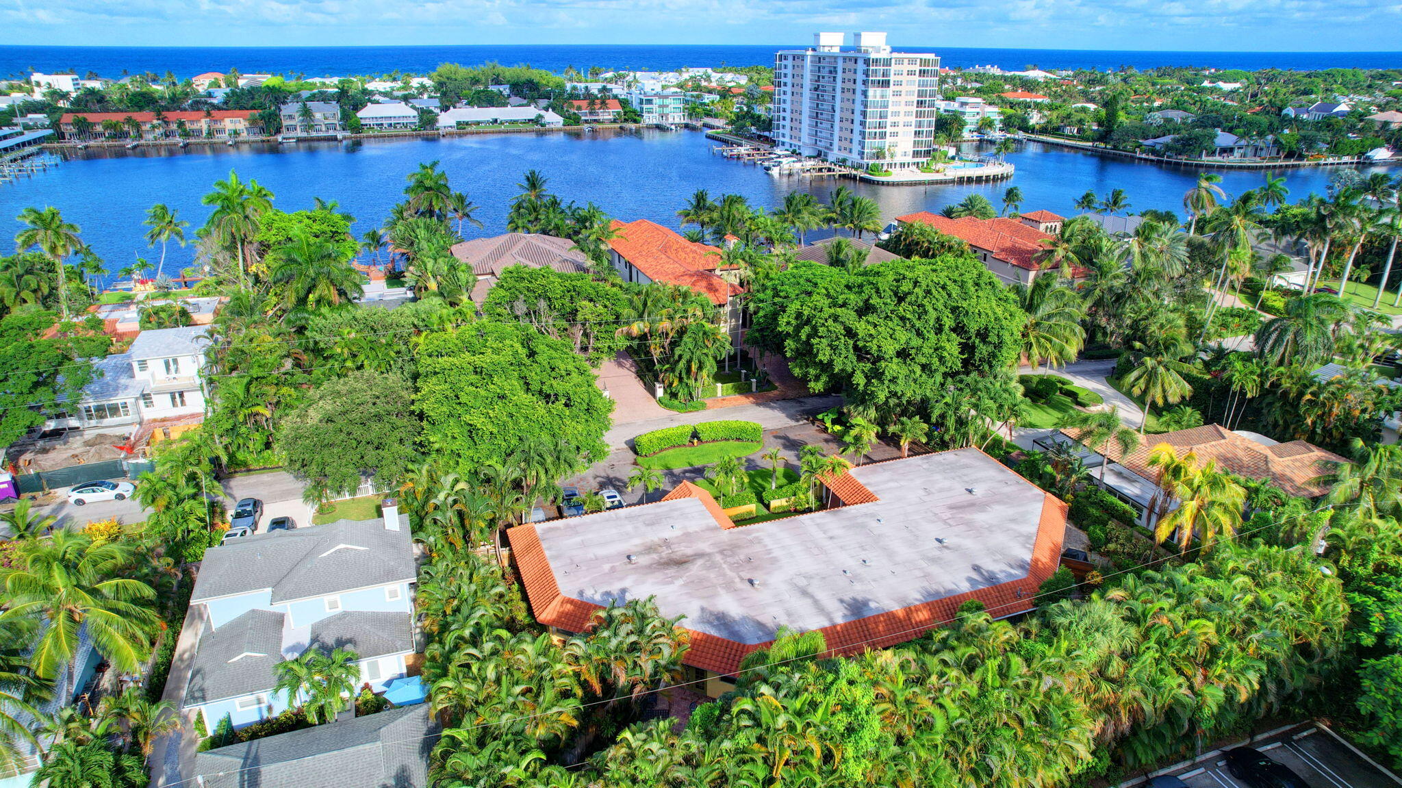 318 Southeast 7th Avenue, Unit 3 Delray Beach, FL 33483 - Photo 44 of 44 an aerial view of a house with a garden and swimming pool