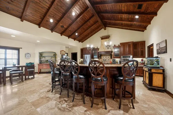 a view of a dining area with furniture