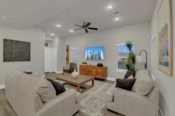 a living room with furniture