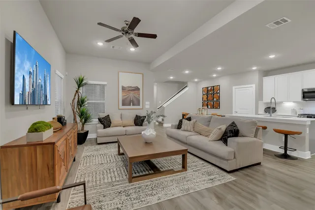 a living room with furniture