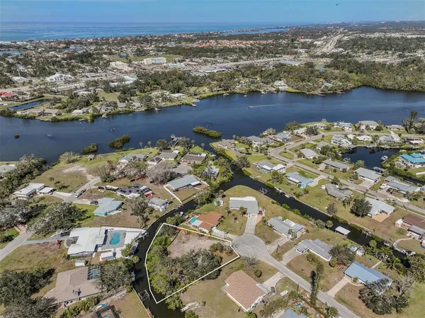 an aerial view of a house