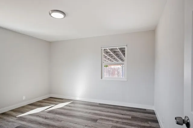an empty room with a workbench