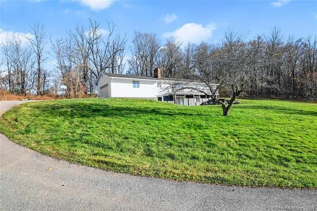 a view of a garden with trees