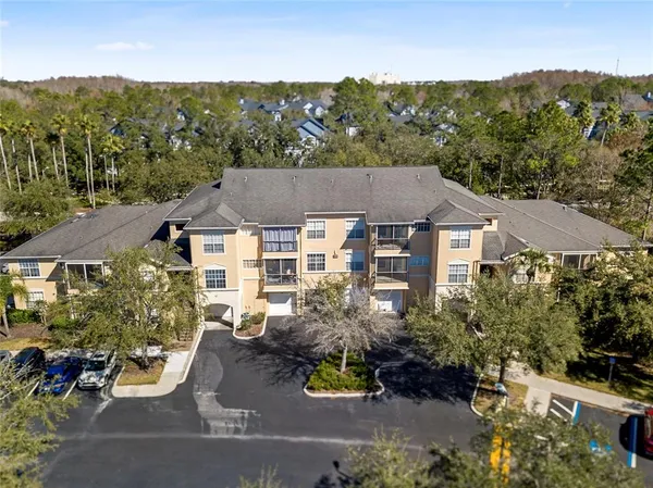 an aerial view of a house